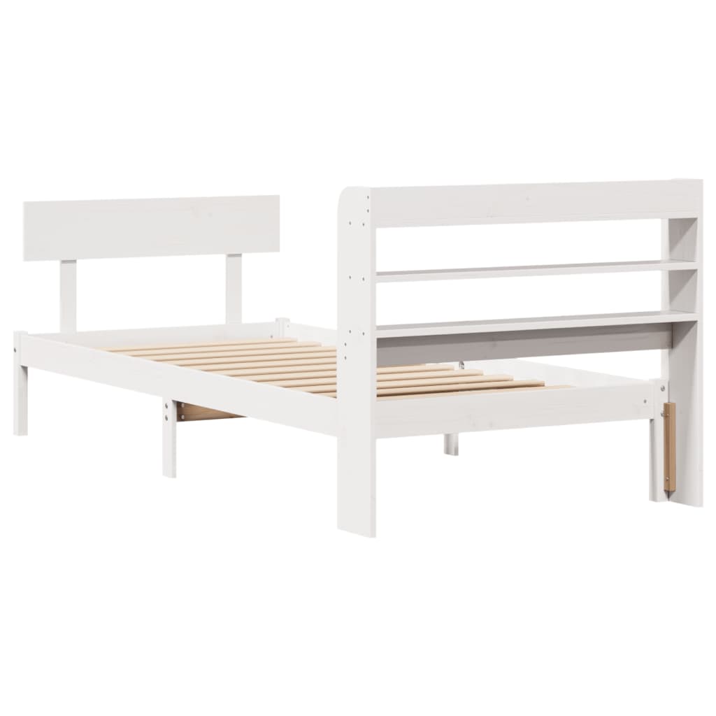 Bed Frame without Mattress White 75x190 cm Small Single Solid Wood Pine
